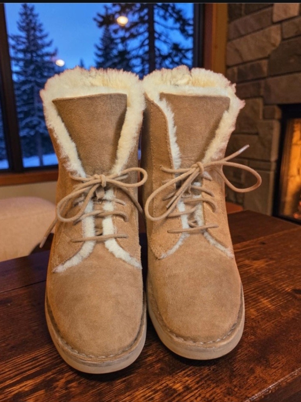 Australia Quincy Chestnut Suede Lace-Up Combat Boots - Women's 7